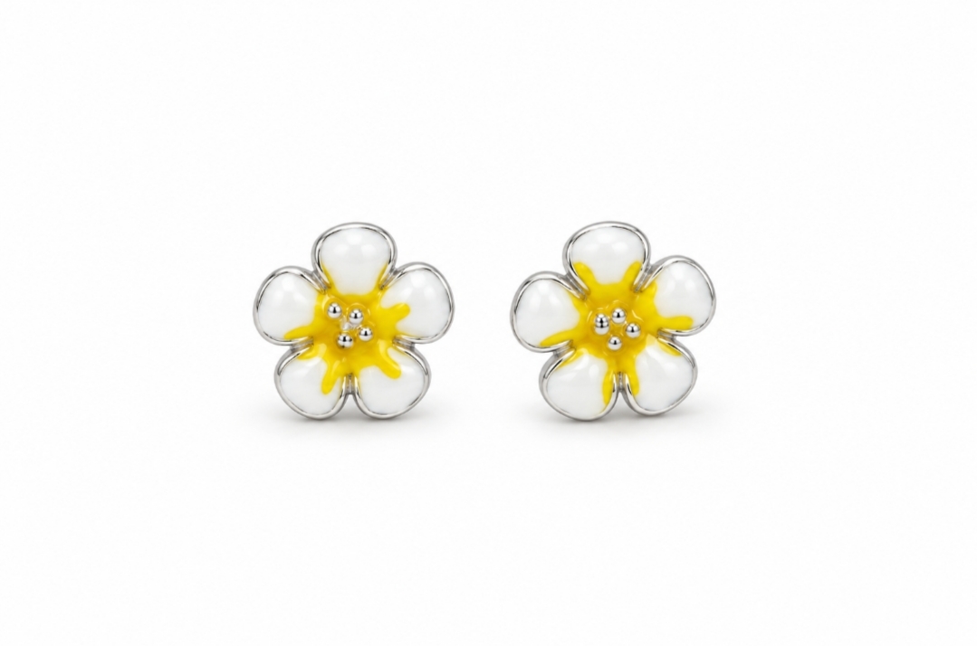 Golden Petal Glass Studs