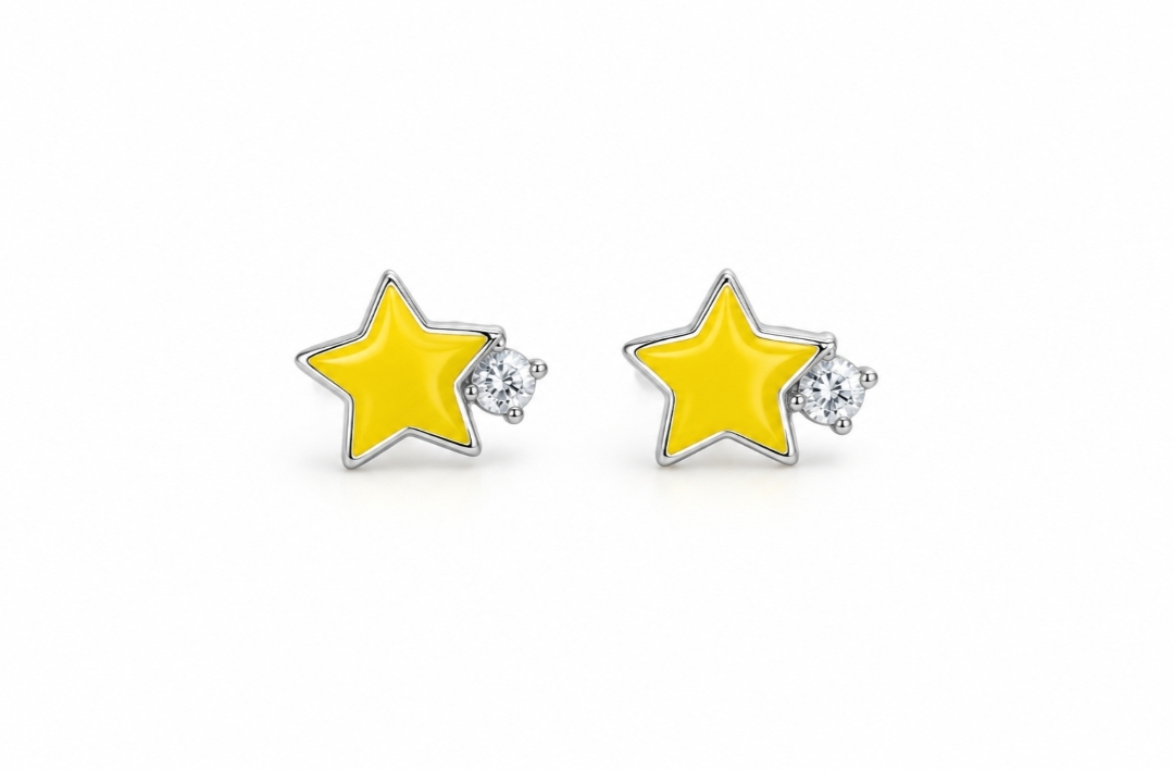 Yellow Star Crystal Stud Earrings